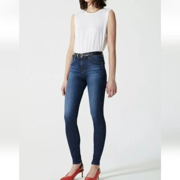 AG Farrah High-Rise Skinny Ankle Jeans Dark Wash Womens Size 24R Italian Cotton - Picture 1 of 9
